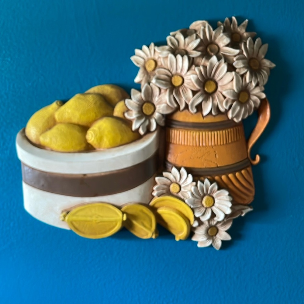 Retro Fruit Resin Wall Art Decor Syroco Homco #7610-A, Vintage Kitchen Decor MCM
